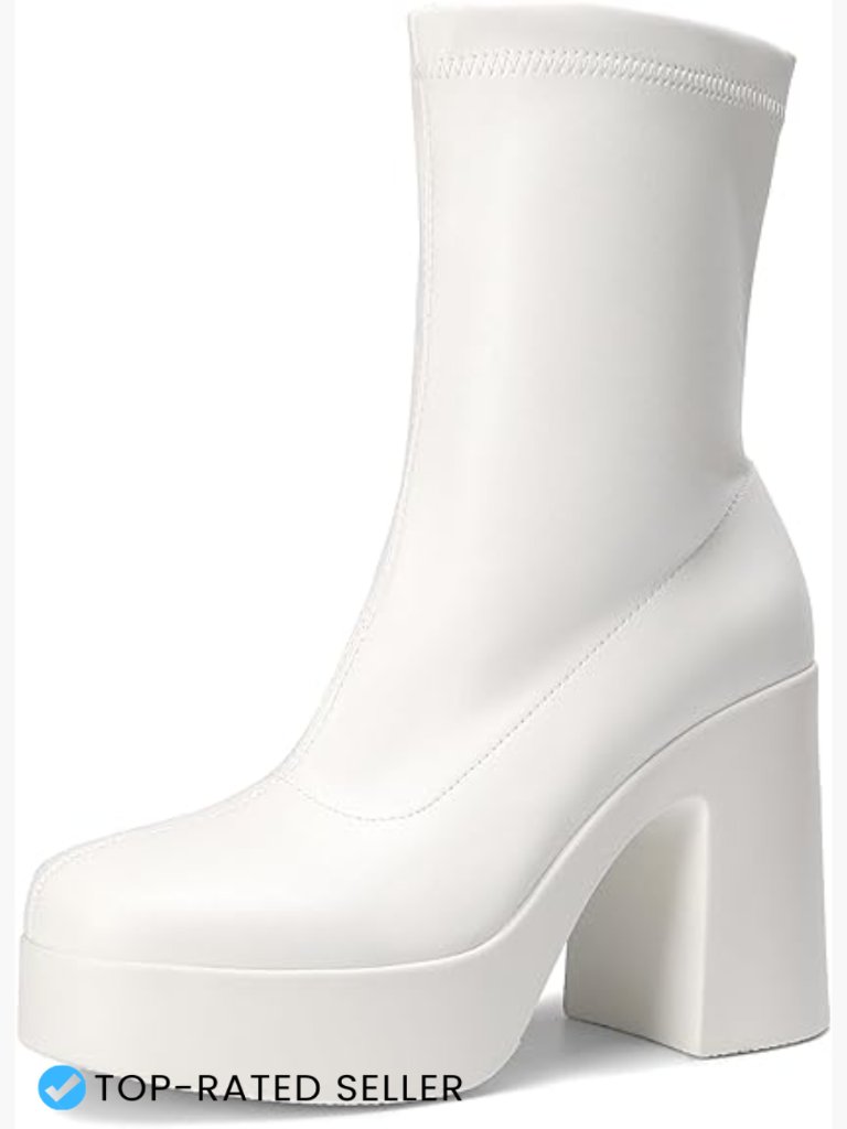 Platform Gogo Ankle Boots Chunky Block Heel Square Toe Y2k Booties Shoes